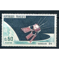 Франция - 1966г. - космос, запуск французского спутника - 1 марка - полная серия, MH [Mi 1539]. #2-Fr-55-A-1