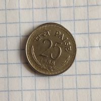 Индия 25 пайс 1988 г.