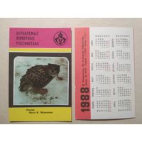 Карманный календарик. Охраняемые животные Узбекистана.1988 год