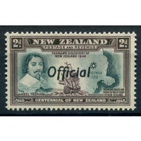 Британские колонии - Новая Зеландия - 1940г. - Тасман и его корабль, карта, надпечатка official - 1 марка - MNH [Mi 62]. #3-WB-68-A-1