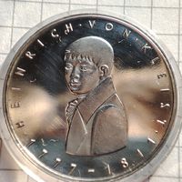 5 марок ФРГ 1977 года .200-летию со дня рождения драматурга Генриха фон Клейста  .Серебро.