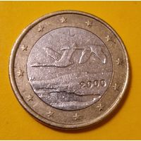 Финляндия 1 евро 2000 стандартная монета из оборота