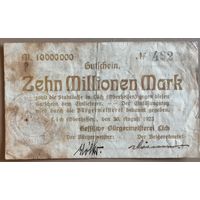 Германия 10 миллионов марок 1923 год, гор. Лихь (LICH),