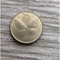 Werty71 Филиппины 25 сентимо 1983 бабочка Филиппинские острова Блеск