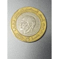Тунис 5 динаров, 1423 (2002) 2 года со дня смерти Хабиба Бургиба /гладкие звезды/
