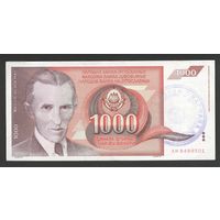 Босния и Герцеговина 1000 динар 1990 года. Тип Р-2c. Состояние XF+