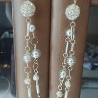 Металлические винтажные  бусы филигрань серебрение 88 см LBVYP