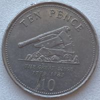 Гибралтар 10 пенсов 2008 г.