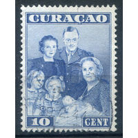 Нидерландские колонии - Кюрасао - 1943г. - королевская семья, 10 с - 1 марка - гашёная [Mi 207]. #3-WB-81-A-1