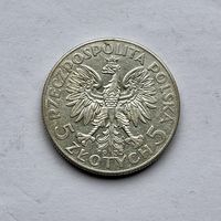 Монета СЕРЕБРО Польша 5 злотых 1933 год Ядвига ОТЛИЧНЫЕ