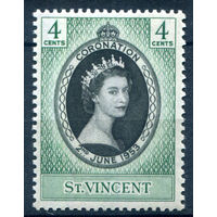 Британские колонии - Сент-Винсент - 1953г. - коронация королевы Елизаветы II - 1 марка - полная серия, MNH [Mi 167]. #2-Bc-1-A-1