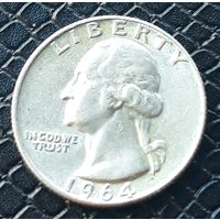 Квотер (25 центов) 1964 D США Серебро