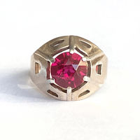 Кольцо серебряное, корунд турмалина, СССР, винтаж