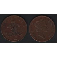 Великобритания _km936 2 пенса 1988 год (обращ) (nf02