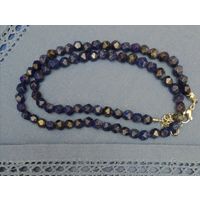 Бусы из натурального лазурита красивой огранки ручной работы. Лазурит-камень счастья.