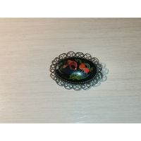 Брошь с пластиковой вставкой, времён СССР, размер 5*3.5 см.