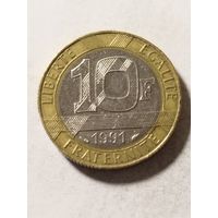 Франция 10 франков 1991