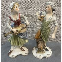 Фарфоровые статуэтки Goebel Германия. Пивовар и девушка музыкант. Высота 18 см.