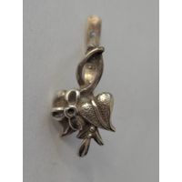 Серьга серебро СССР проба со звездой,  клеймо завода