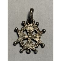 Антикварный гугенотский крест из серебра