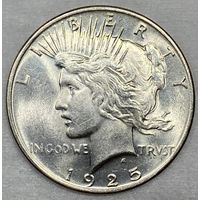 1 доллар мирный 1925 США! Крупное серебро! редкий год!