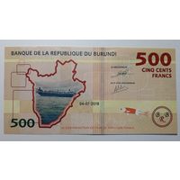 Бурунди, 500 франков 2018 г. Серия АD. UNC.