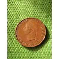 7. Распродажа! Доминиканская республика 1 сентаво 1969 г. Нечастая! ФАО