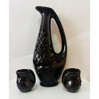 Кувшин со стопками (набор 3 предмета). Обливная керамика. АУКЦИОН не с рубля без МПЦ.