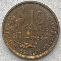 Франция 10 франков 1954 г. Отметка монетного двора "B". Бомон-ле-Роже