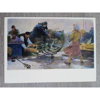 Гечас. соцреализм. Возвратились с моря. Издание Литвы