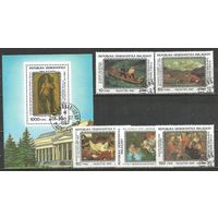 Республика Мадагаскар. Живопись Пушкинского музея. Москва. 1987г. Mi#1098-02+Бл72