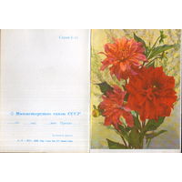 Бланк телеграммы 1975г. "Георгины" худ. И. Дергилев