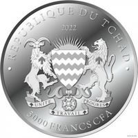 Чад 5000 франков 2022 года, Proof. Биткоин. Герб. Серебро 999! Сторгуй за свою цену, предложи обмен! W260