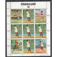Спорт. Теннис. Парагвай. 1986. 1 малый лист. Michel N 3963а (16,0 е)