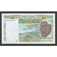 Западноафриканские штаты Сенегал 500 франков 2002 года. Буква К. Тип P-710K. Состояние аUNC!