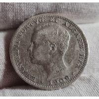 200 рейс реалов 1909 года, Португалия, Серебро, ХОРОШАЯ!