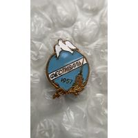 Значок Фестиваль молодежи 1957, тяжелый, без замка