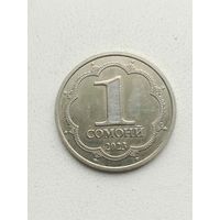 Монета 1 сомони 2023 года. С рубля.