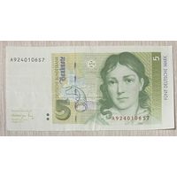 Банкнота 5 марок. Беттина фон Арним. 1991 год. С рубля без МЦ.