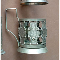 Подстаканник мельхиоровый "Латы" (Латный). Московский завод "Плутон".