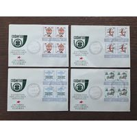 Болгария 1969г. КПД Полная серия марок в квартбл. на 4 конвертах.