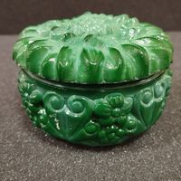 Шкатулка Цветок, малахитовое стекло. Чехословакия