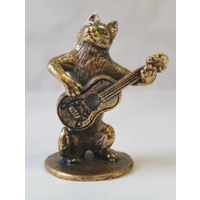 Статуэтка миниатюра Кот с гитарой Бронза