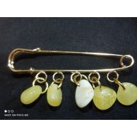 Брошка позолота, янтарь,Красная!!!без Минимальной цены