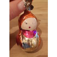 Игрушка ёлочная матрёшка Настенька, стекло. СССР