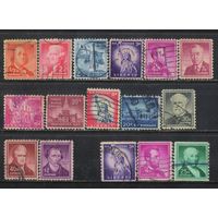 США 1954 Знаменитые американцы и памятники Стандарт #A,C 650,654-7,661,664-6,669-72,674