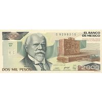 Мексика 2000 песо образца 1989 года UNC p86c серия DT