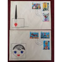 Польша 1971 Три КПД с полной серией марок "25 лет UNICEF" (спецгашение) марки Mi.2079-2086 каталог 4.20 евро