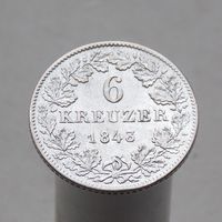 Германия Баден 6 крейцеров 1843