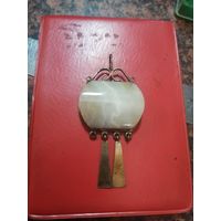 Старинная брошь Серебро 875 пробы со звездой Центральный камень оникс